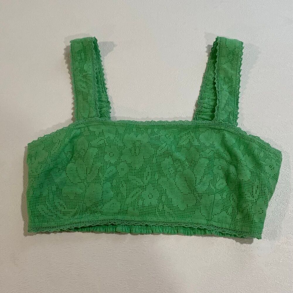 American Eagle Green Floral Lace Bralette Crop Top Women’s Size S